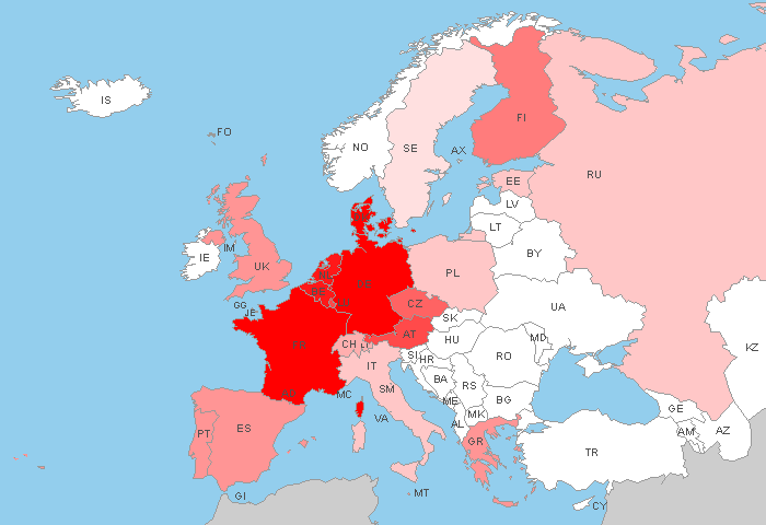 European Countries cached in