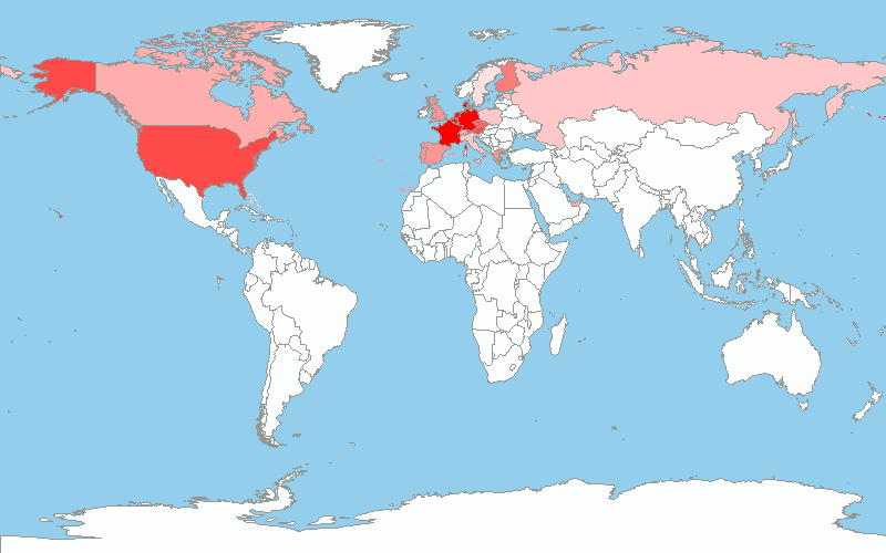 Countries cached in
